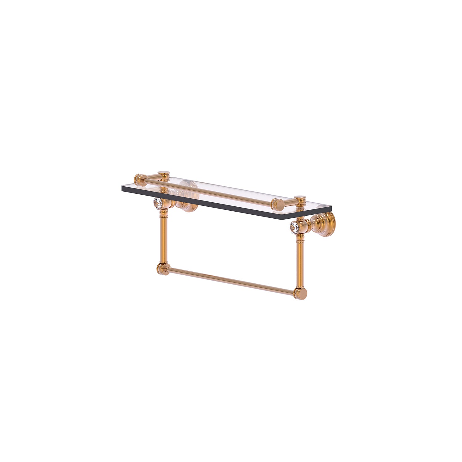 Allied Brass Clearview 16 x 5.65 Unlacquered Brass Solid Brass Gallery  Rail Glass Shelf With Dotted Accents