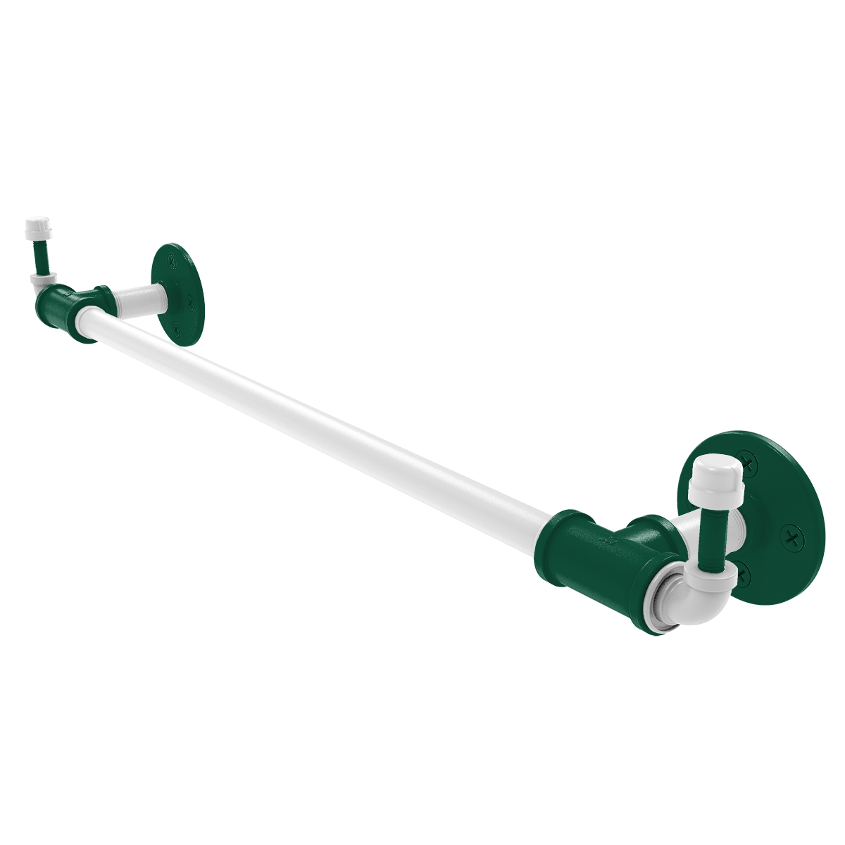 Gridiron Collection Towel Bar with Integrated Hooks New York Green and White Edition