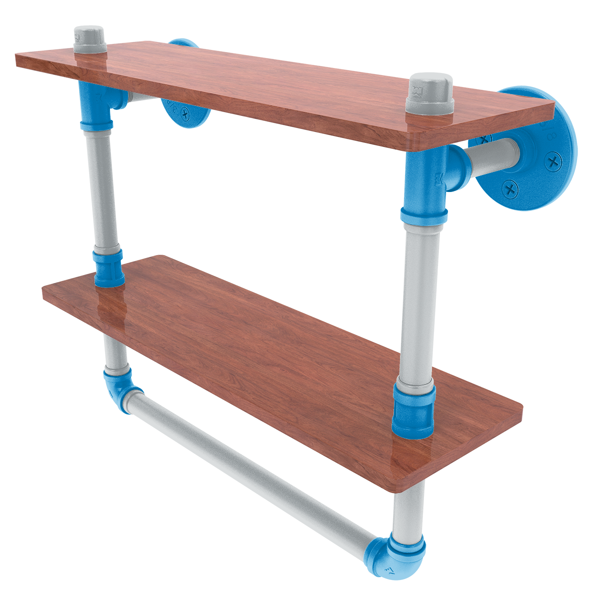 Gridiron Collection Double Wood Shelf with Towel Bar Carolina Edition