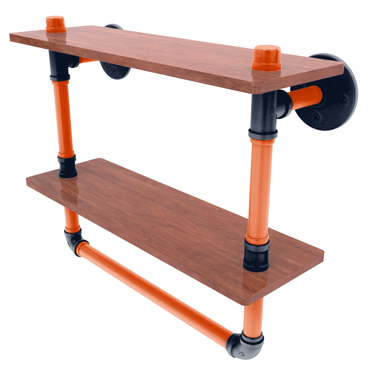 Gridiron Collection Double Wood Shelf with Towel Bar Chicago Edition