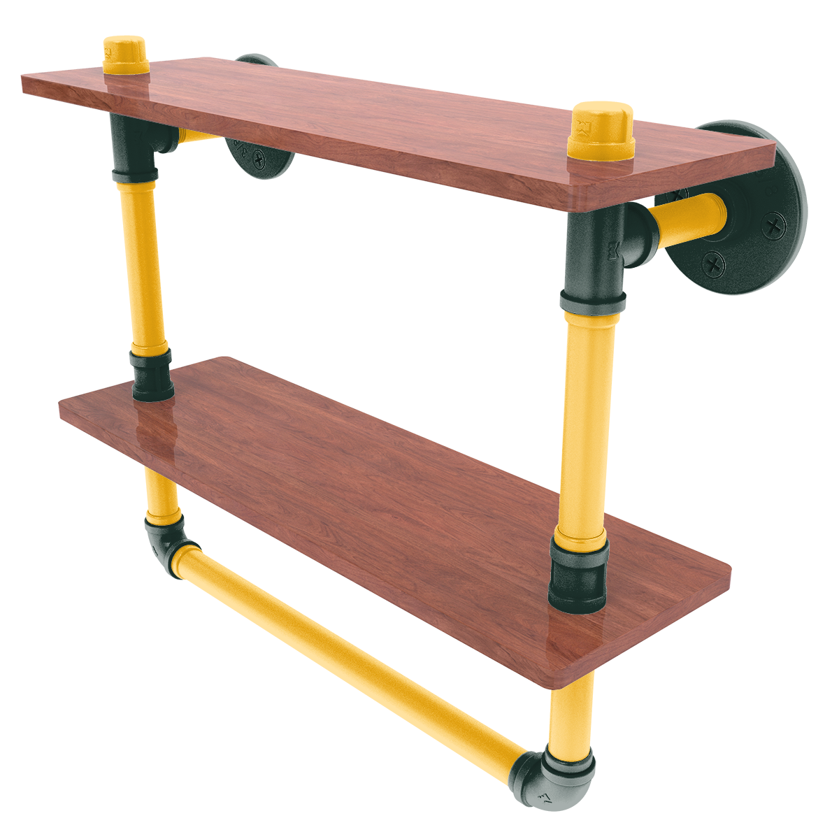 Gridiron Collection Double Wood Shelf with Towel Bar Green Bay Edition