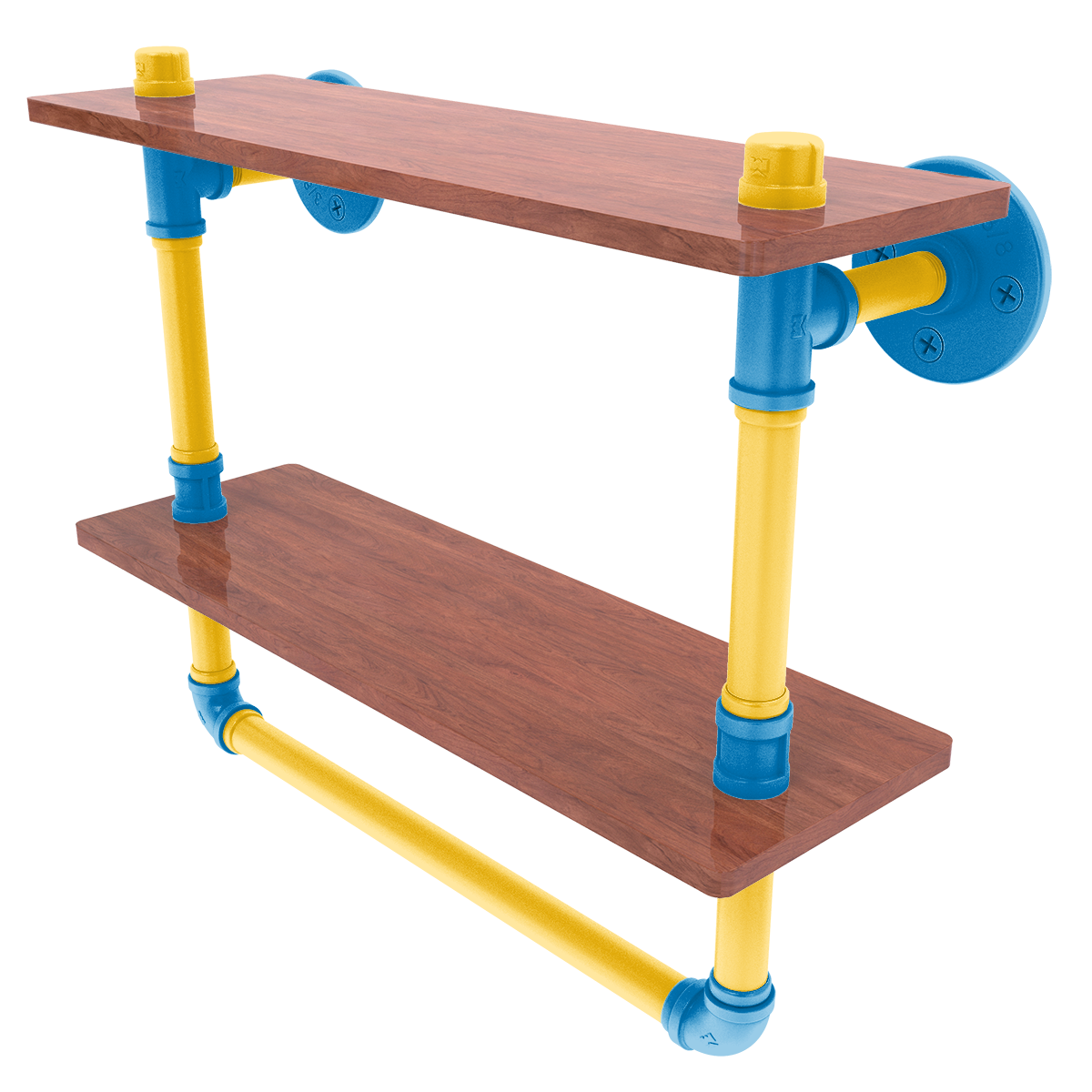 Gridiron Collection Double Wood Shelf with Towel Bar Los Angeles Blue and Gold Edition