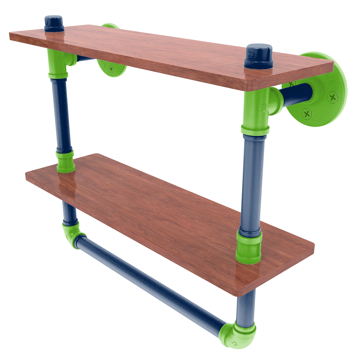 Gridiron Collection Double Wood Shelf with Towel Bar Seattle Edition