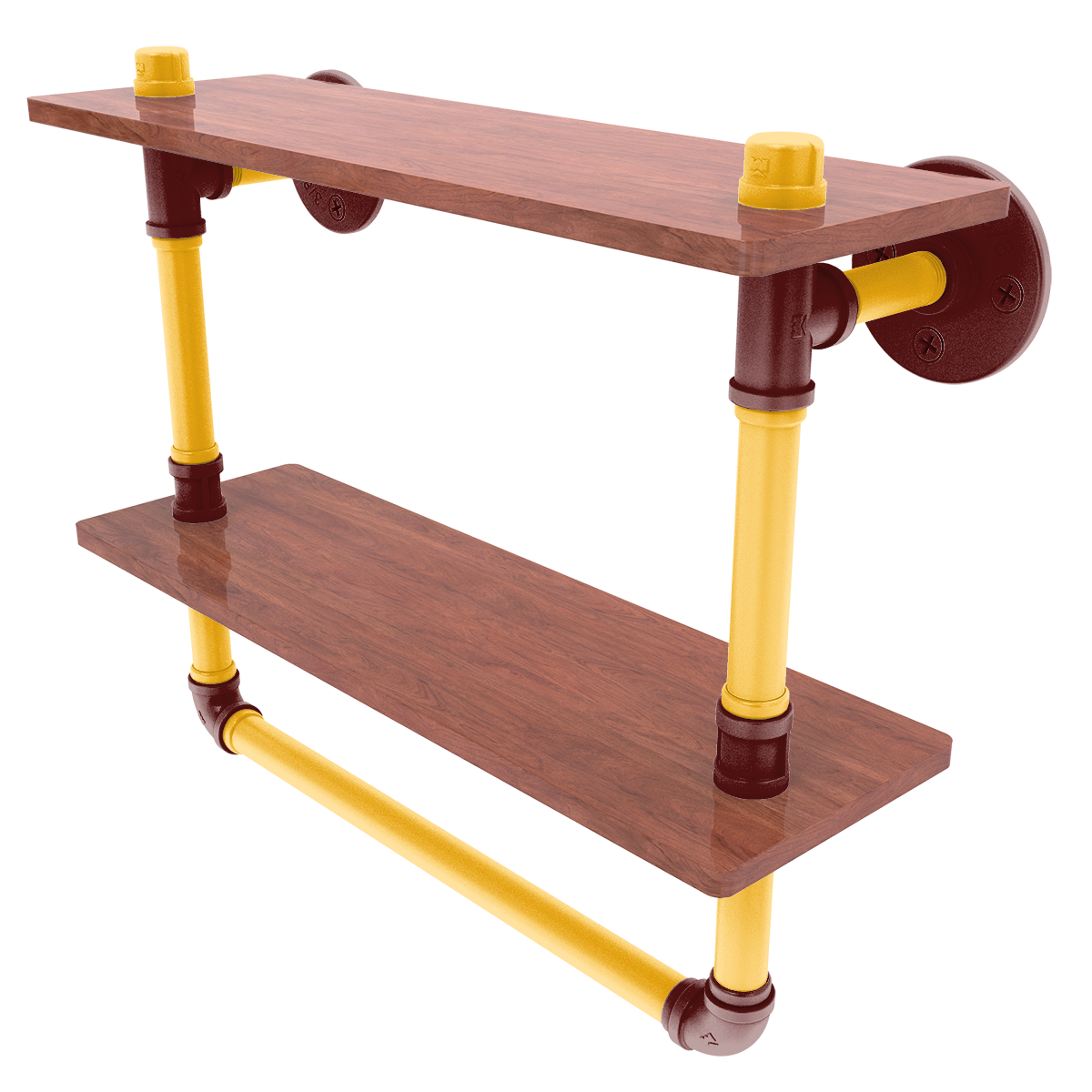 Gridiron Collection Double Wood Shelf with Towel Bar Washington Edition