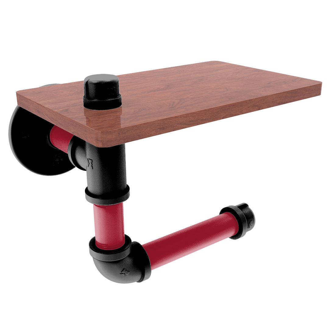 Gridiron Collection Toilet Paper Holder with Wood Shelf Atlanta Edition