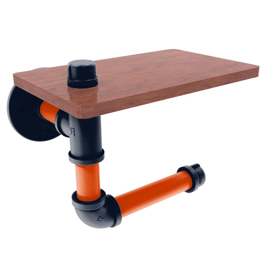 Gridiron Collection Toilet Paper Holder with Wood Shelf Chicago Edition