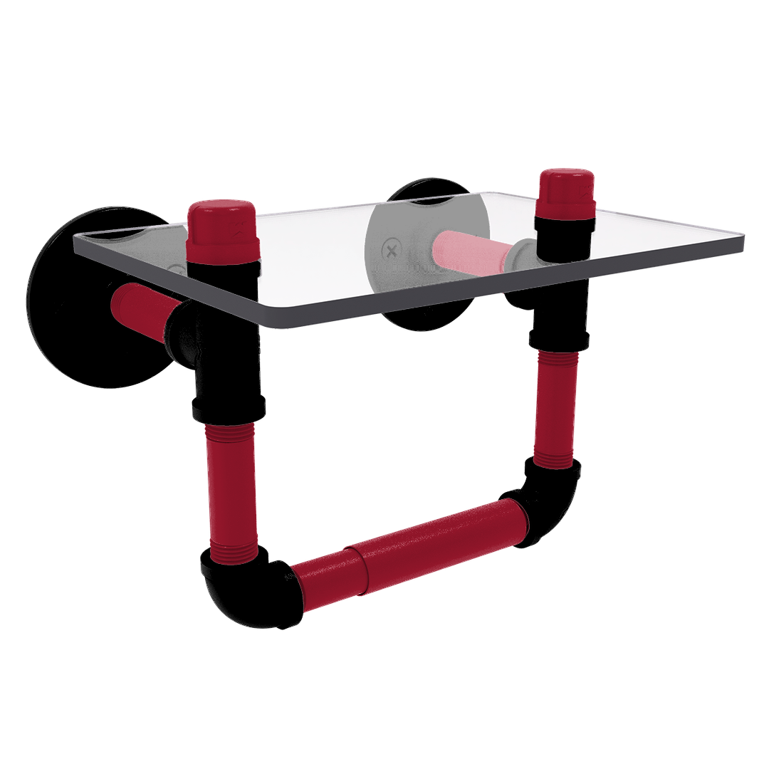 Gridiron Collection Toilet Tissue Holder with Glass Shelf Atlanta Edition