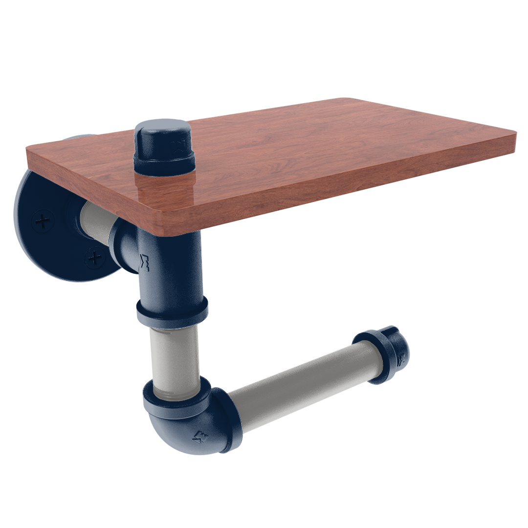 Gridiron Collection Toilet Paper Holder with Wood Shelf Dallas Edition
