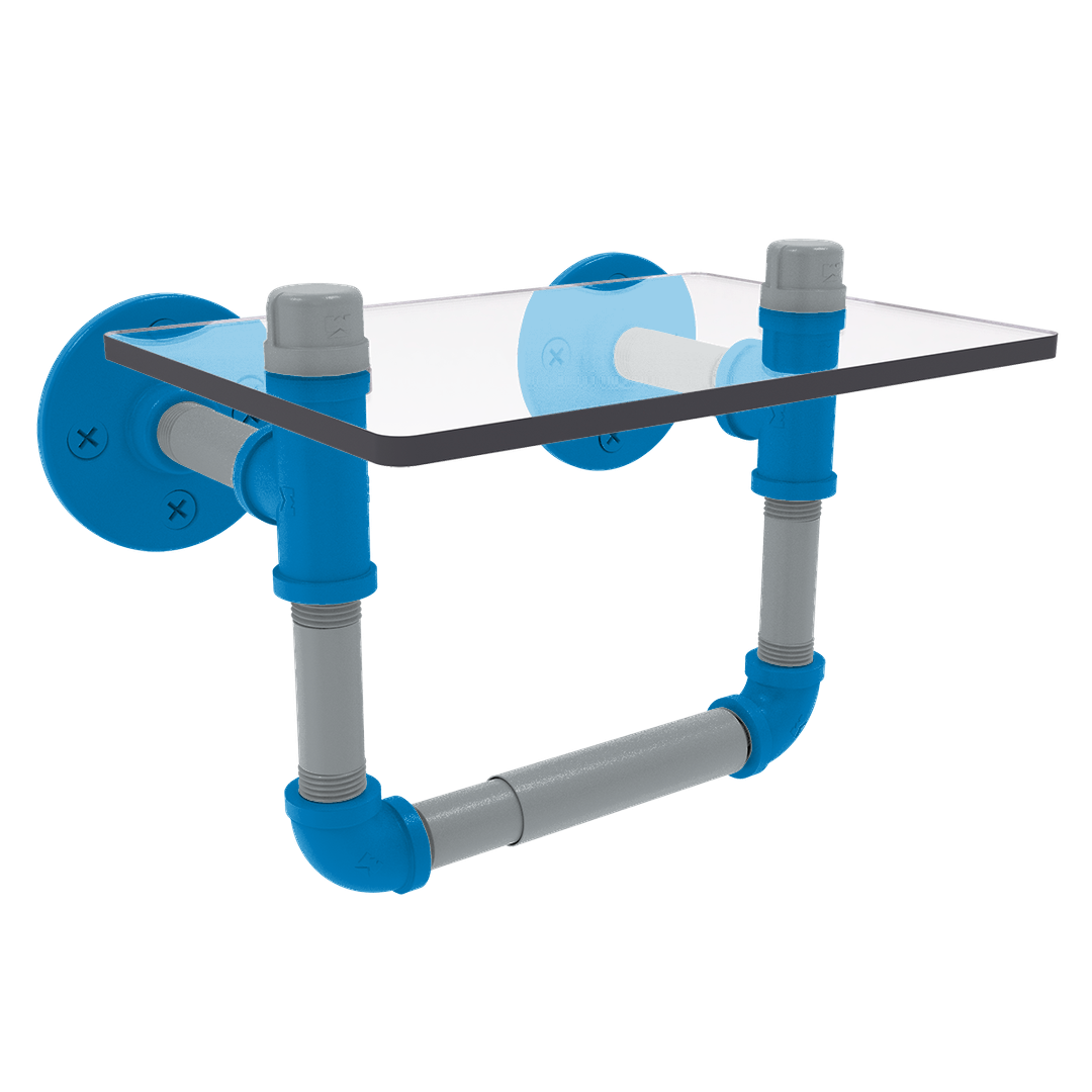 Gridiron Collection Toilet Tissue Holder with Glass Shelf Carolina Edition