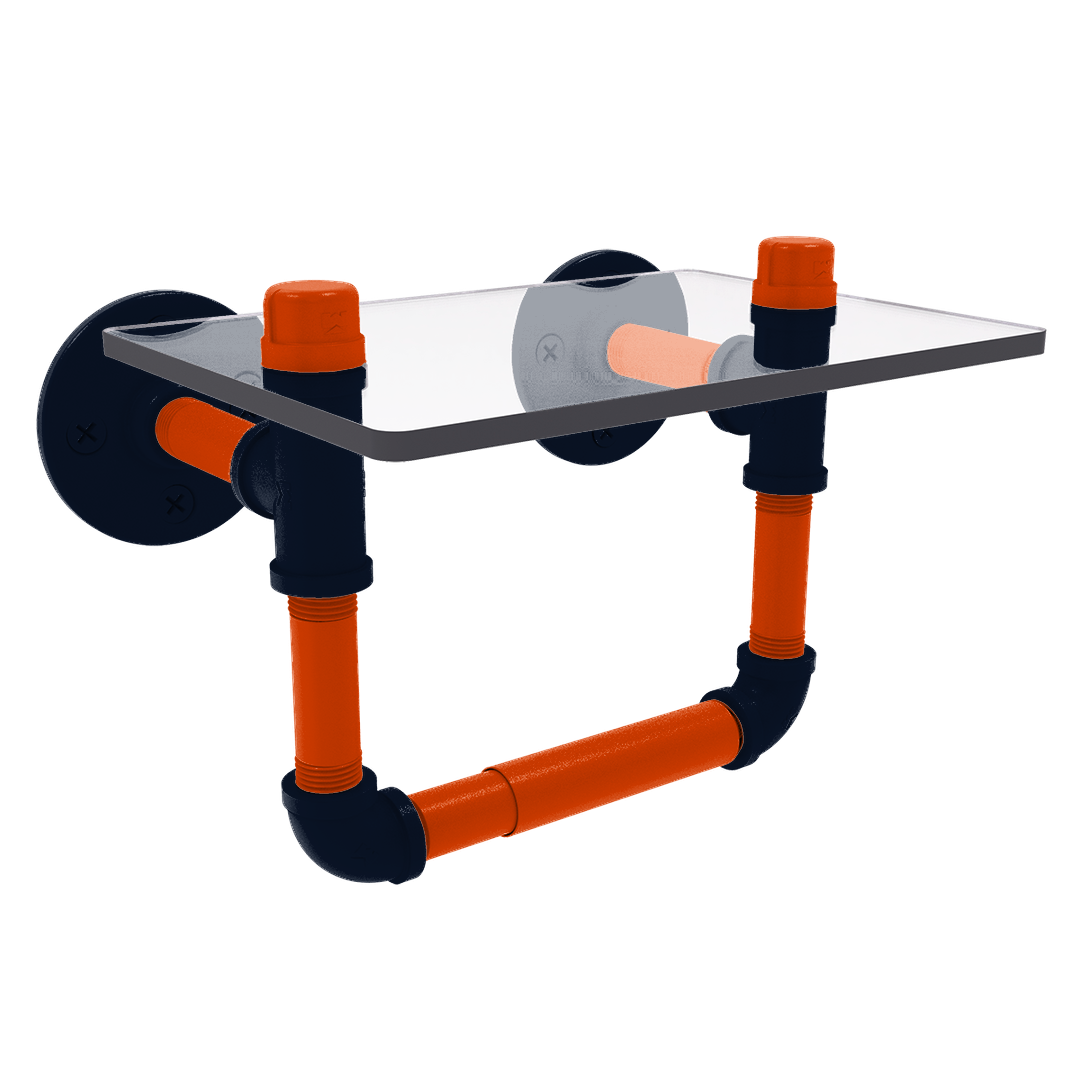 Gridiron Collection Toilet Tissue Holder with Glass Shelf Chicago Edition