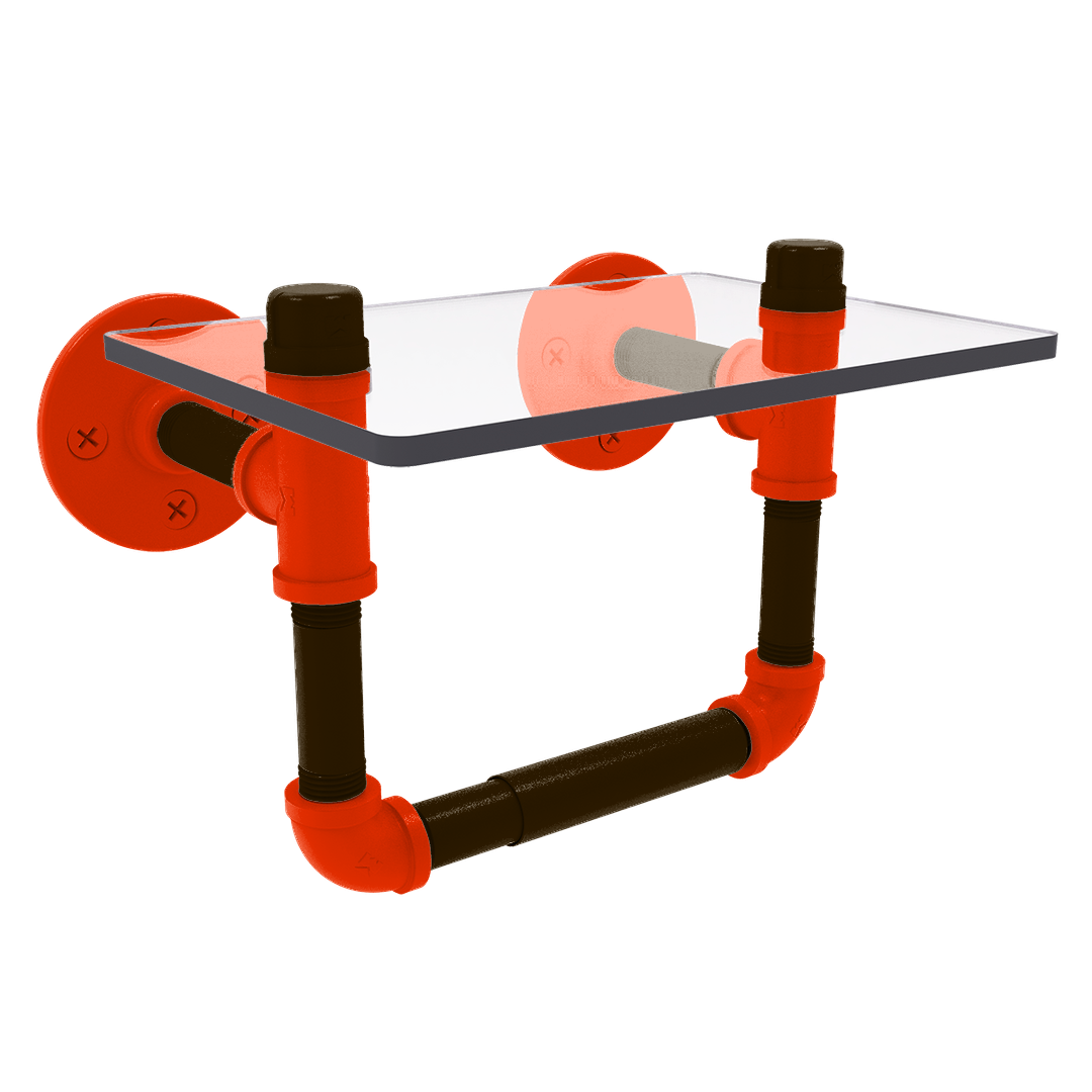 Gridiron Collection Toilet Tissue Holder with Glass Shelf Cleveland Edition