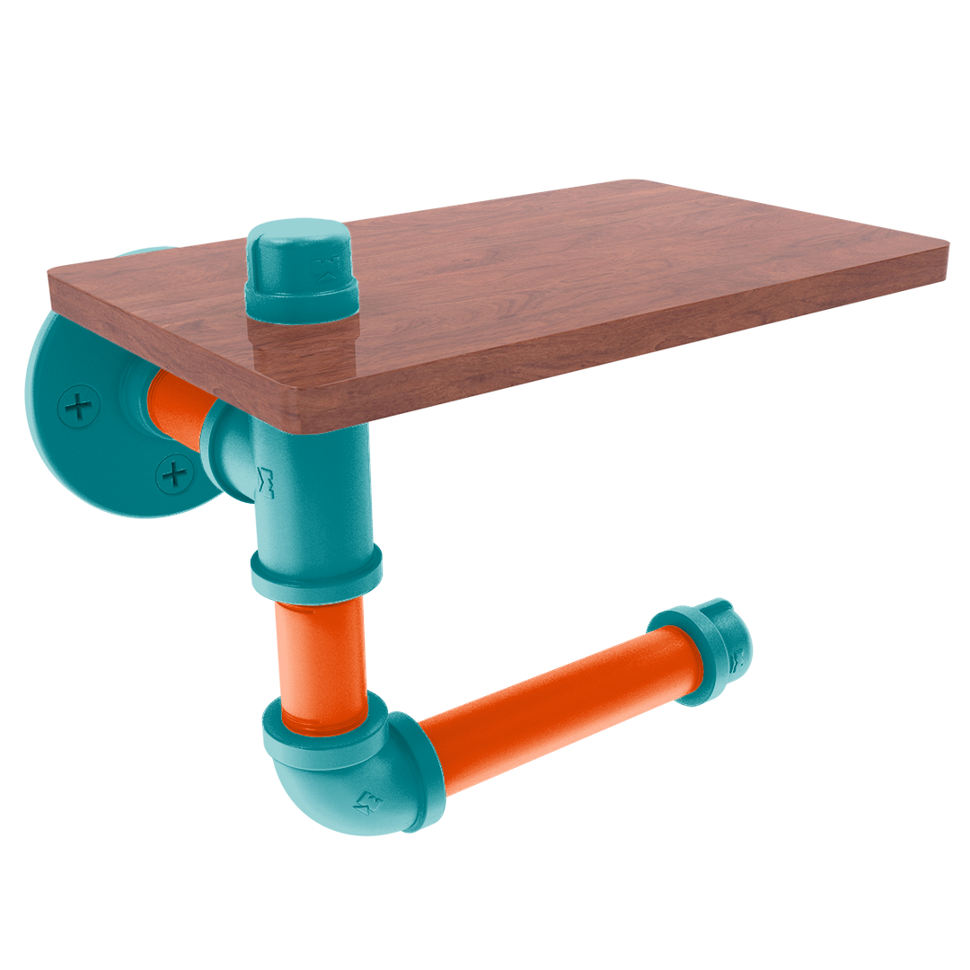 Gridiron Collection Toilet Paper Holder with Wood Shelf Miami Edition