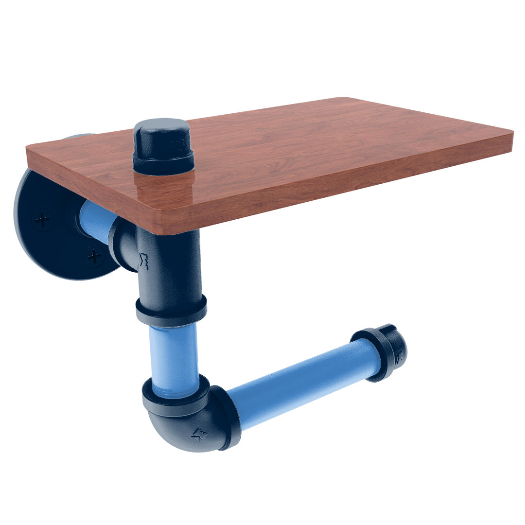 Gridiron Collection Toilet Paper Holder with Wood Shelf Tennessee Edition