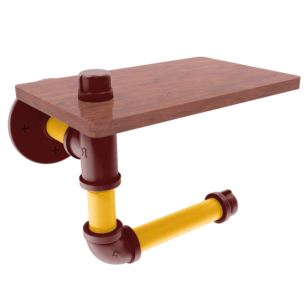 Gridiron Collection Toilet Paper Holder with Wood Shelf Washington Edition