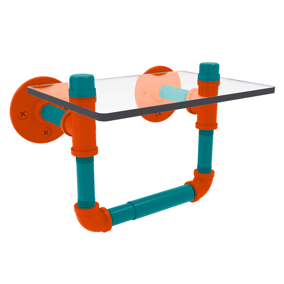 Gridiron Collection Toilet Tissue Holder with Glass Shelf Miami Edition