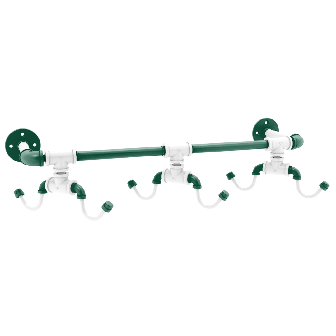 Gridiron Collection Wall Mounted 6 Coffee Mug Rack New York Green and White Edition