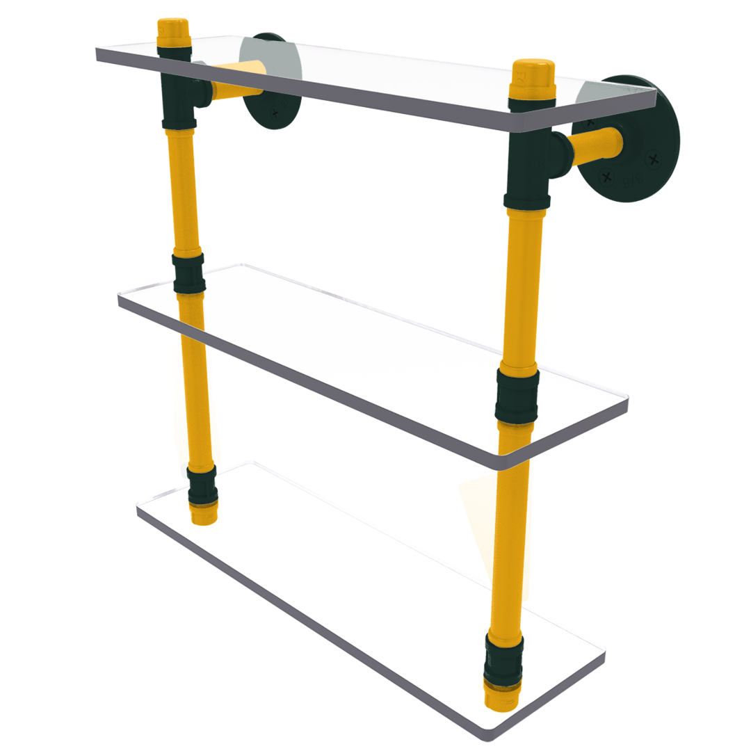 Gridiron Collection Triple Glass Shelf Green Bay Edition