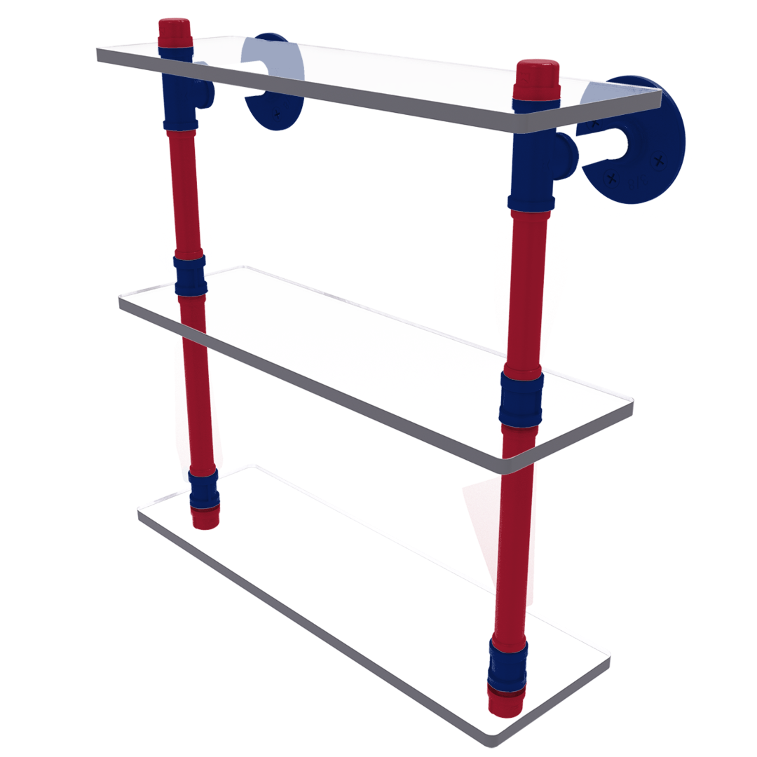 Gridiron Collection Triple Glass Shelf New York Blue and Red Edition