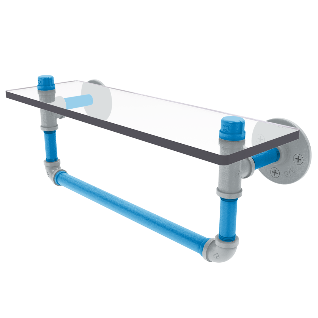 Gridiron Collection Glass Shelf with Towel Bar Carolina Edition