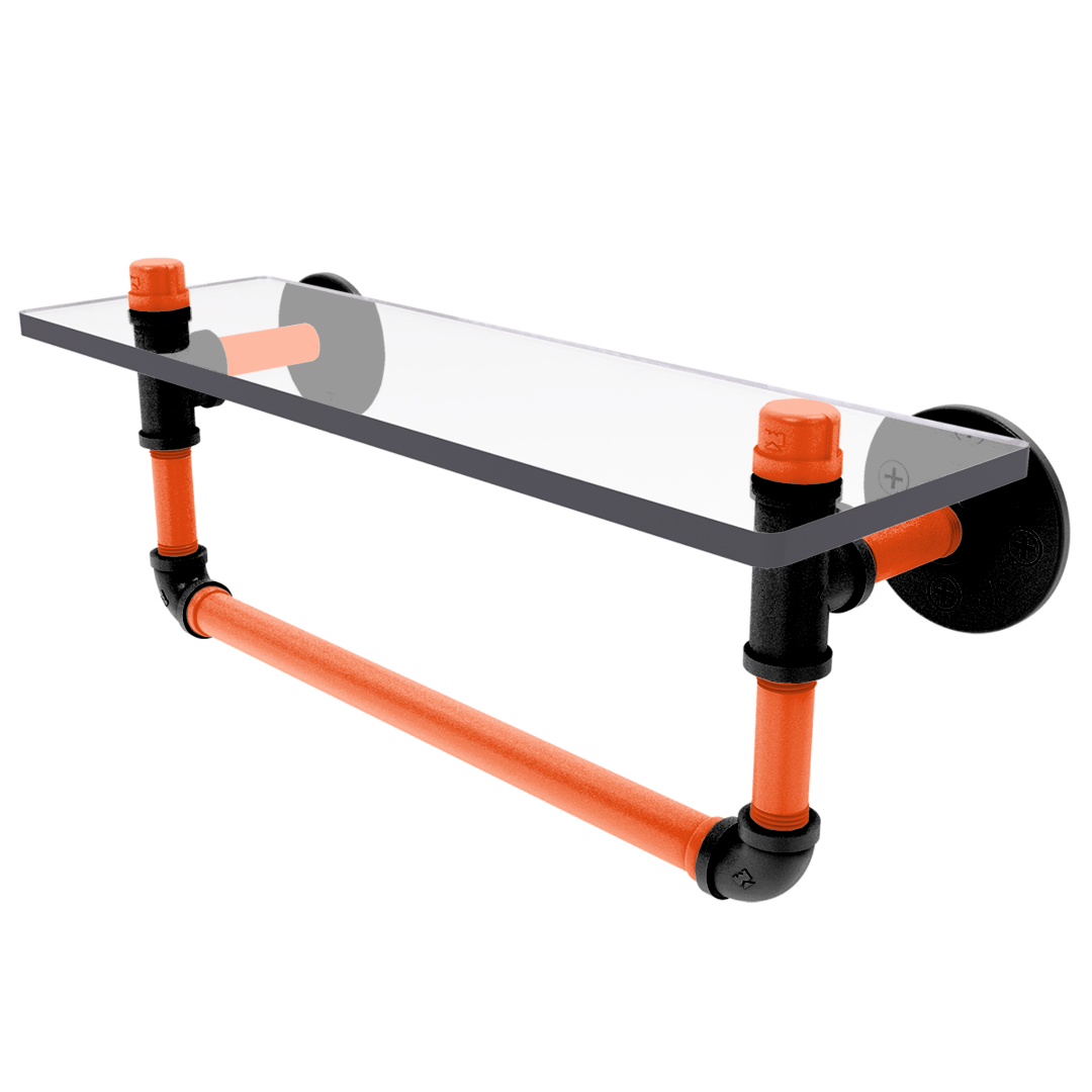 Gridiron Collection Glass Shelf with Towel Bar Cincinnati Edition