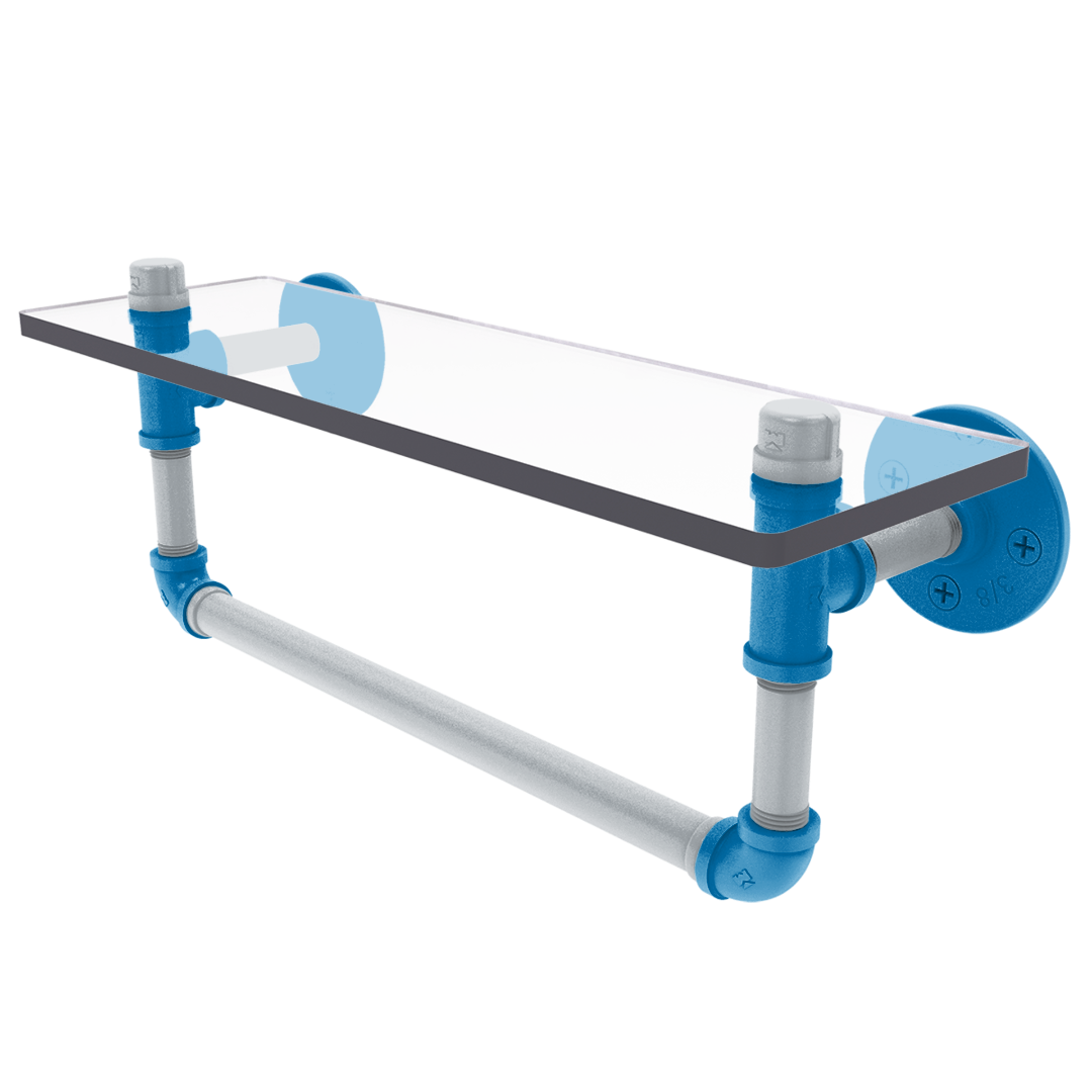 Gridiron Collection Glass Shelf with Towel Bar Detroit Edition
