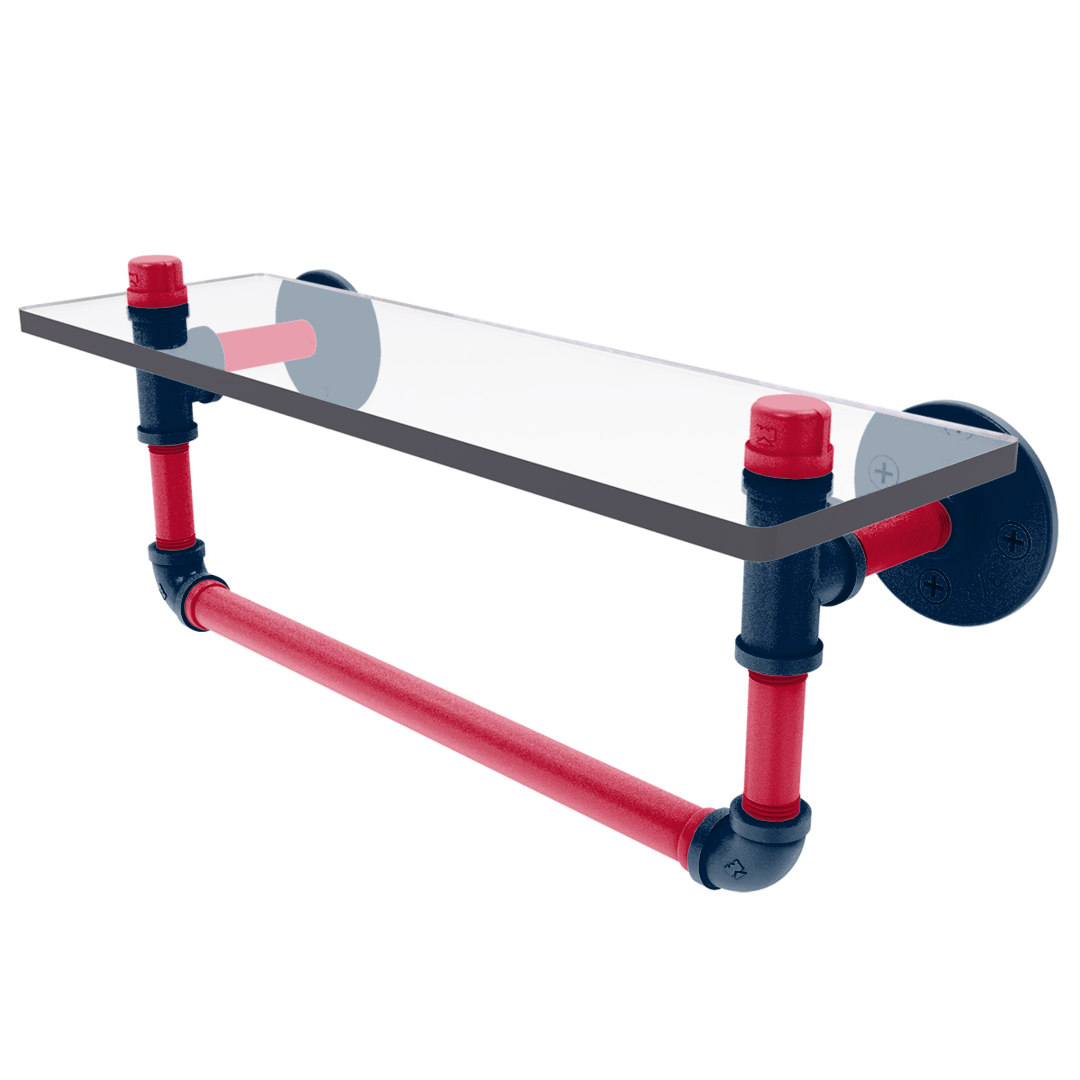 Gridiron Collection Glass Shelf with Towel Bar New England Edition