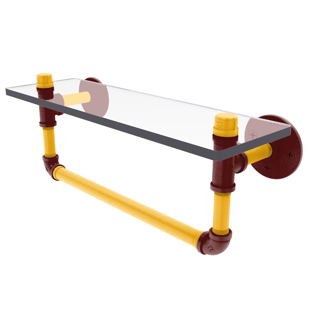 Gridiron Collection Glass Shelf with Towel Bar Washington Edition