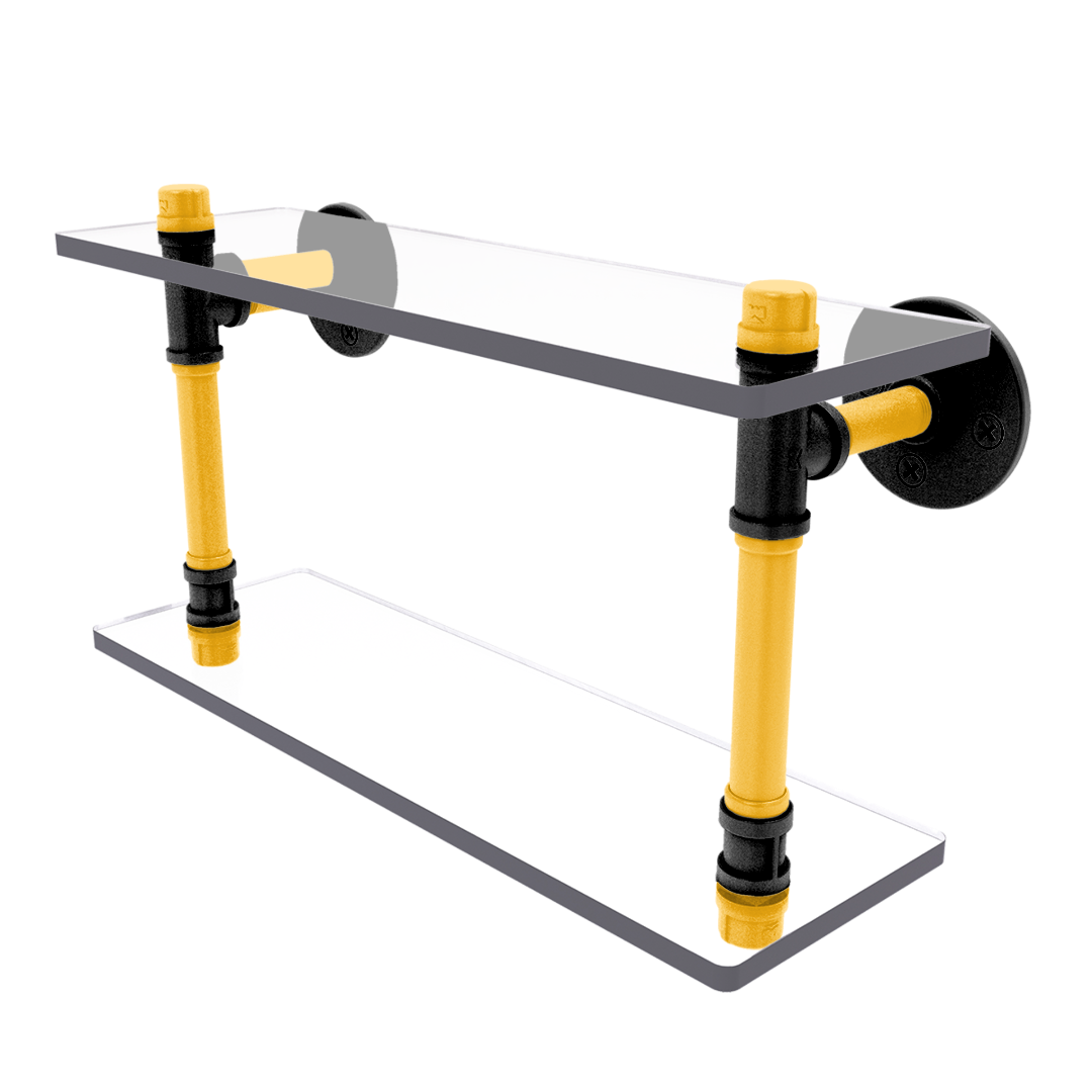 Gridiron Collection Double Glass Shelf Pittsburgh Edition