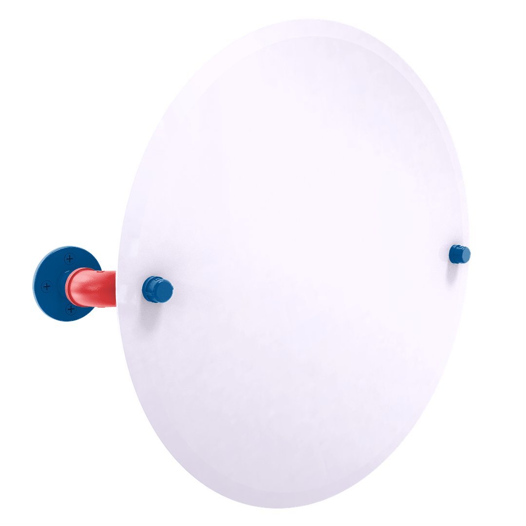 Diamond Collection Frameless Round Wall Mounted Tilt Mirror Los Angeles Chavez Ravine Edition