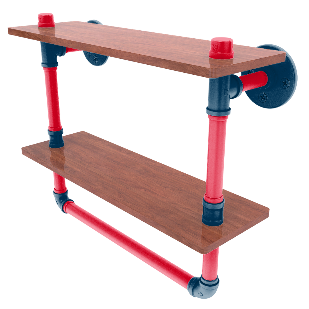 Diamond Collection Double Wood Shelf with Towel Bar Cleveland Edition