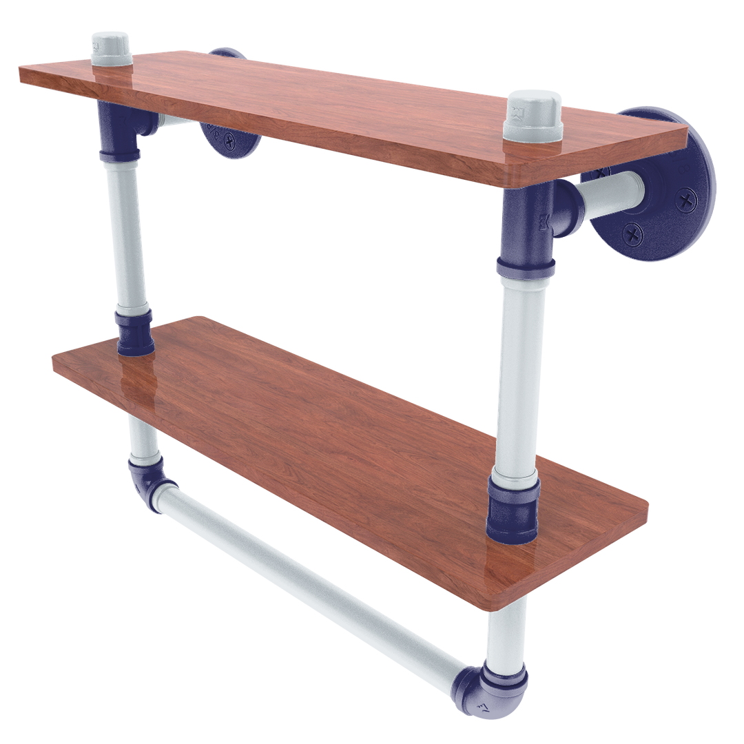 Diamond Collection Double Wood Shelf with Towel Bar Colorado Edition