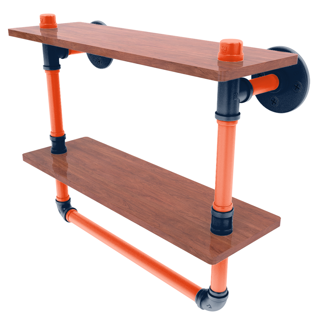 Diamond Collection Double Wood Shelf with Towel Bar Detroit Edition