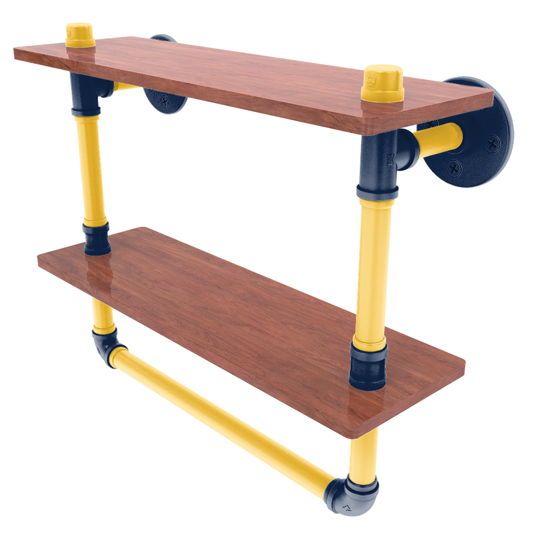 Diamond Collection Double Wood Shelf with Towel Bar Milwaukee Edition