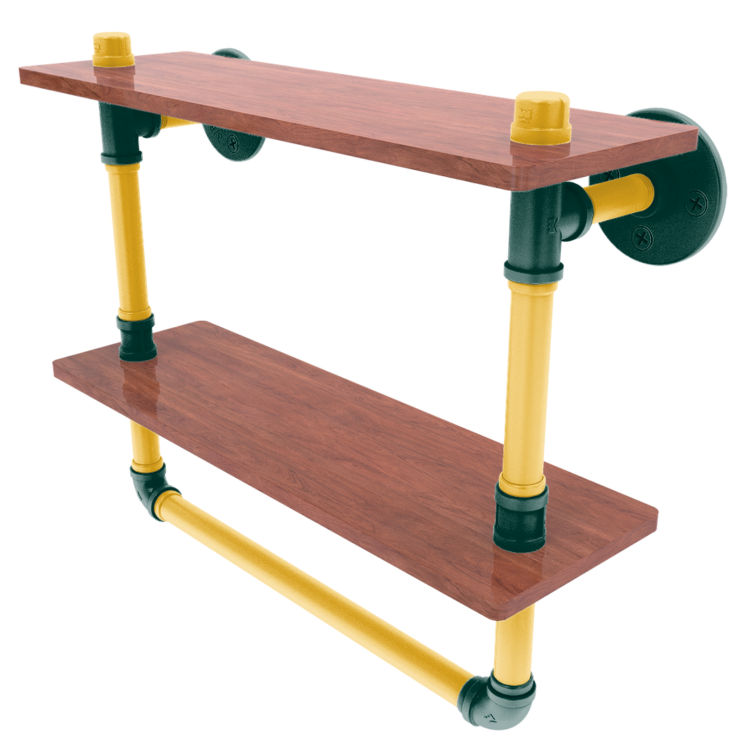 Diamond Collection Double Wood Shelf with Towel Bar Oakland Edition