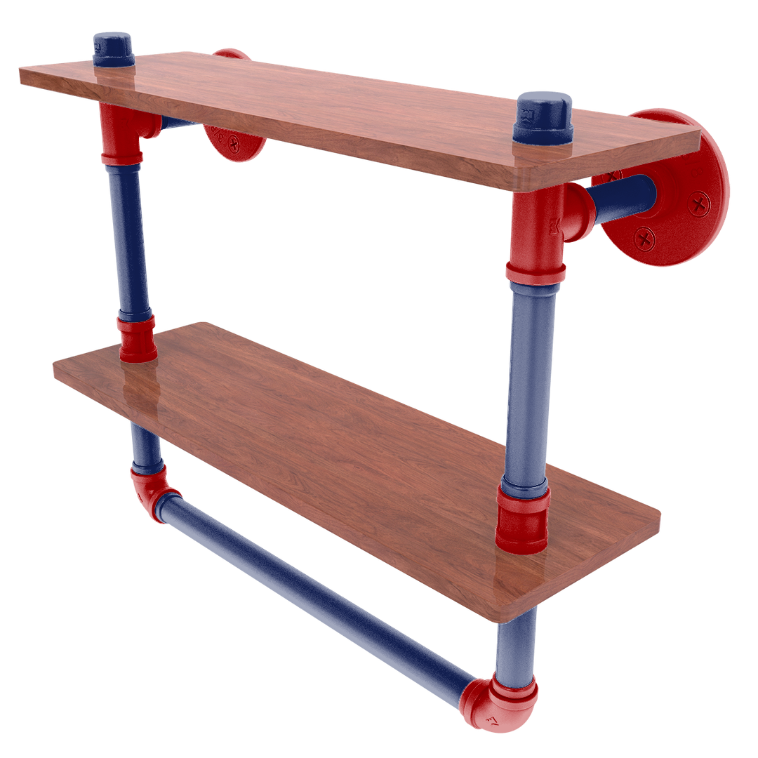 Diamond Collection Double Wood Shelf with Towel Bar Washington Edition