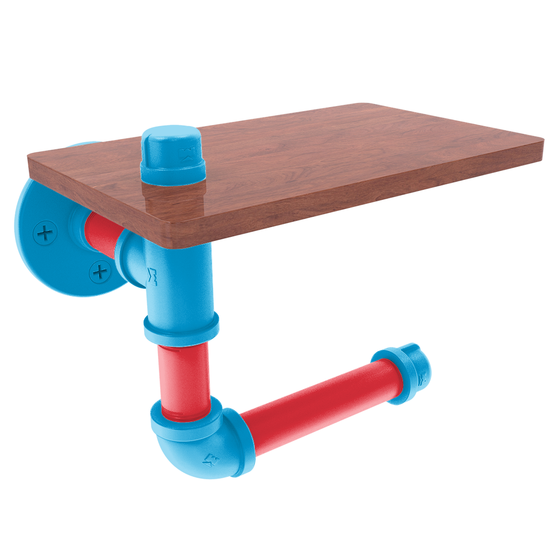 Diamond Collection Toilet Paper Holder with Wood Shelf Miami Edition