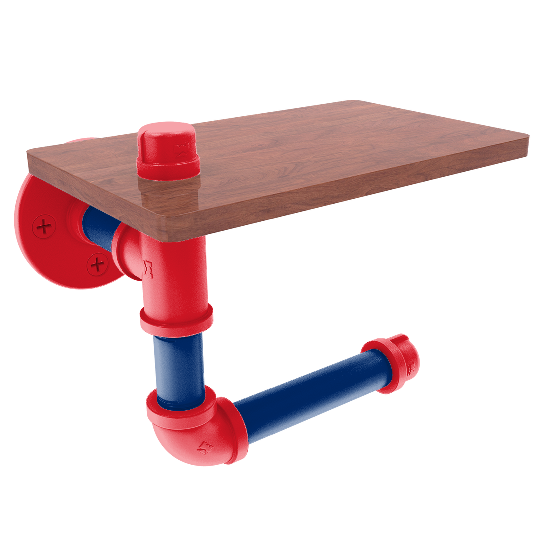 Diamond Collection Toilet Paper Holder with Wood Shelf Philadelphia Edition