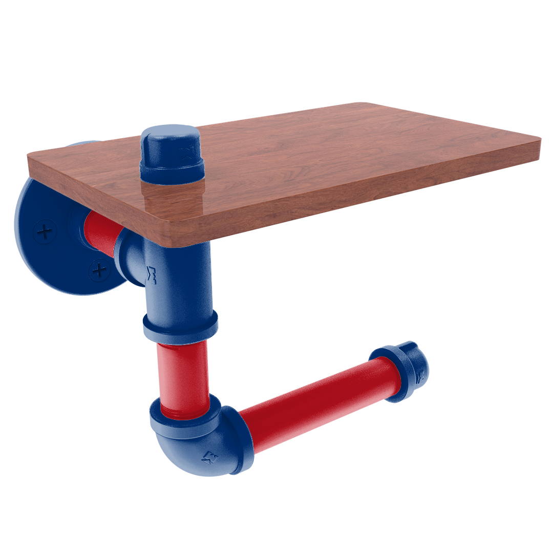 Diamond Collection Toilet Paper Holder with Wood Shelf Texas Edition