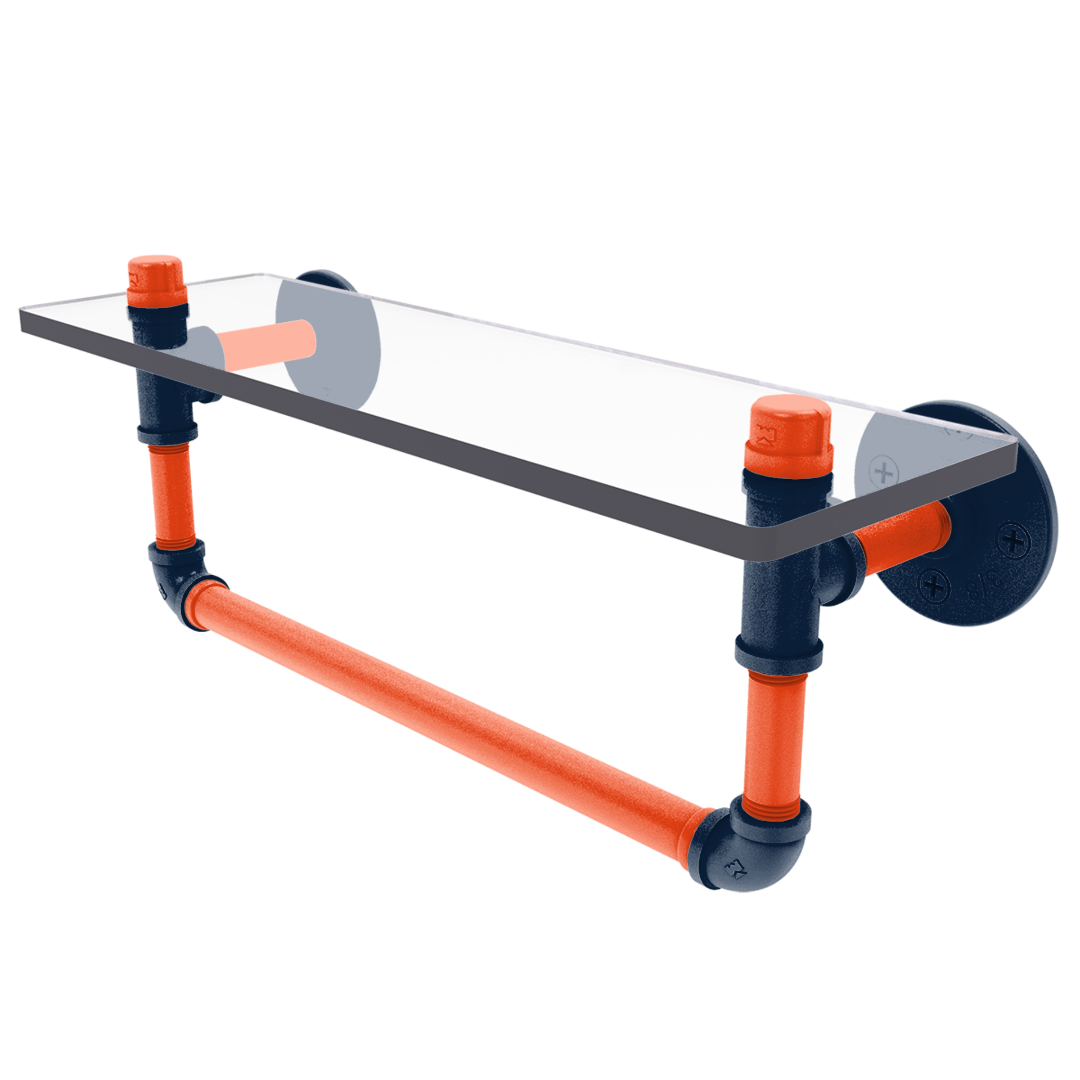 Diamond Collection Glass Shelf with Towel Bar Detroit Edition