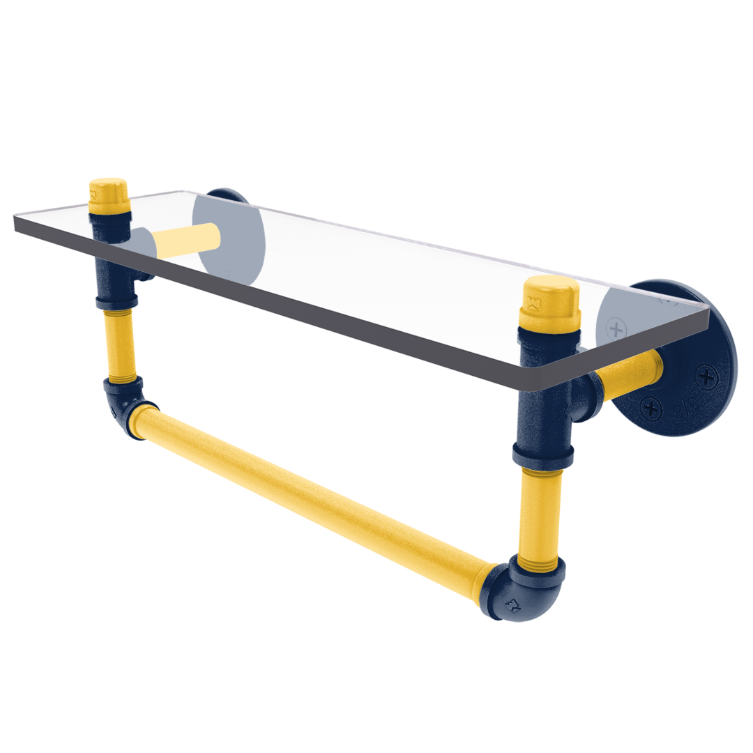 Diamond Collection Glass Shelf with Towel Bar Milwaukee Edition