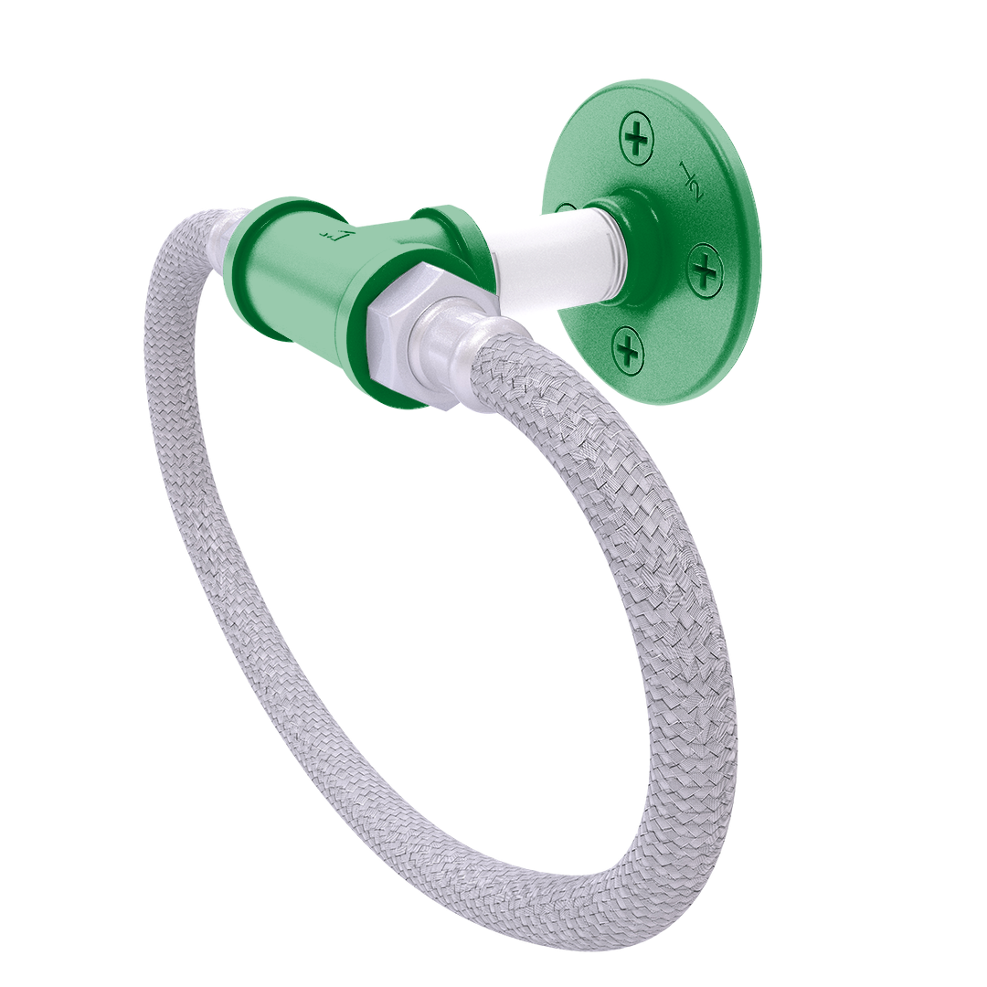 Hardwood Collection Towel Ring with Stainless Steel Braided Ring Boston Edition