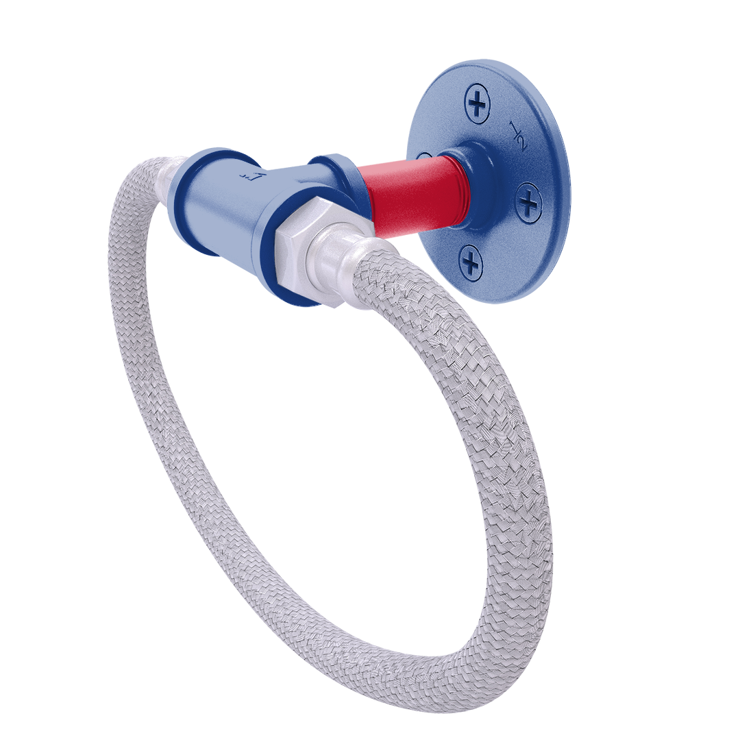 Hardwood Collection Towel Ring with Stainless Steel Braided Ring Los Angeles Coastline Edition