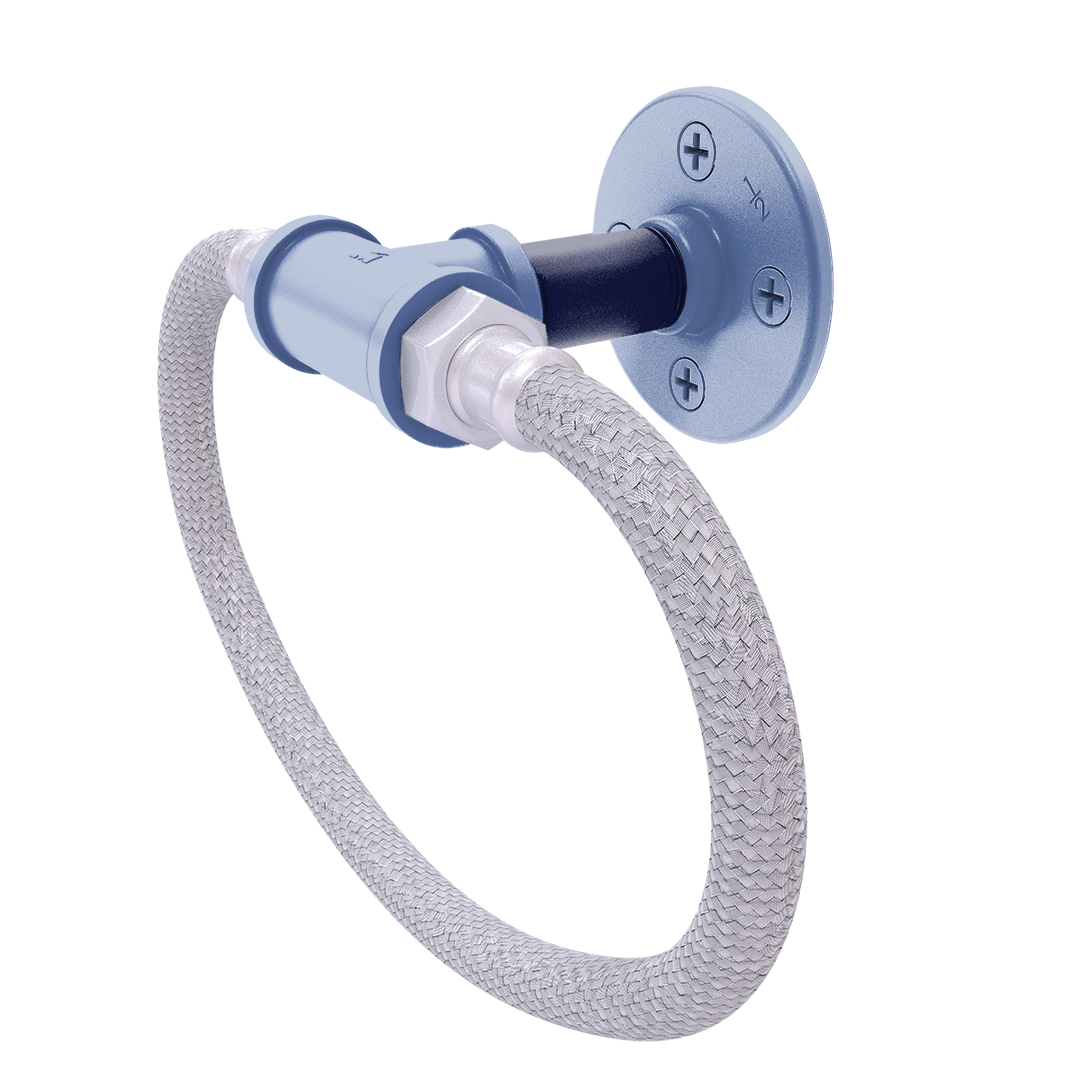 Hardwood Collection Towel Ring with Stainless Steel Braided Ring Memphis Edition