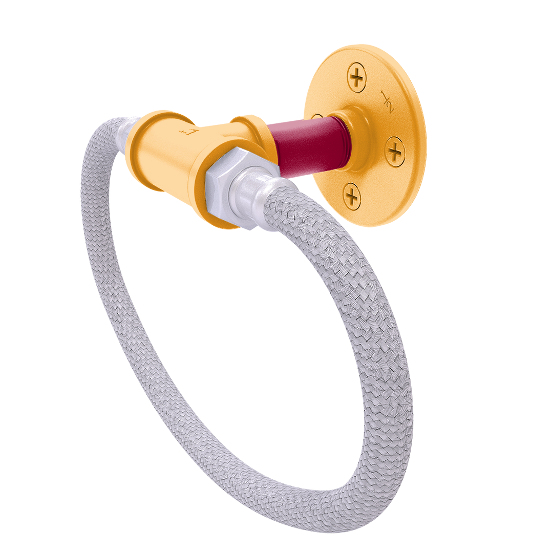 Hardwood Collection Towel Ring with Stainless Steel Braided Ring Miami Edition