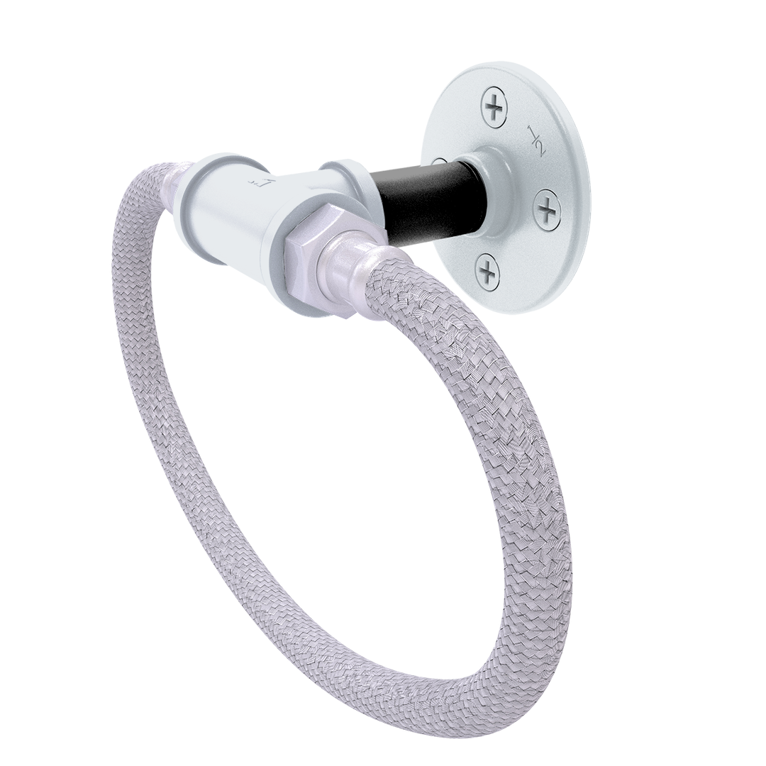 Hardwood Collection Towel Ring with Stainless Steel Braided Ring San Antonio Edition