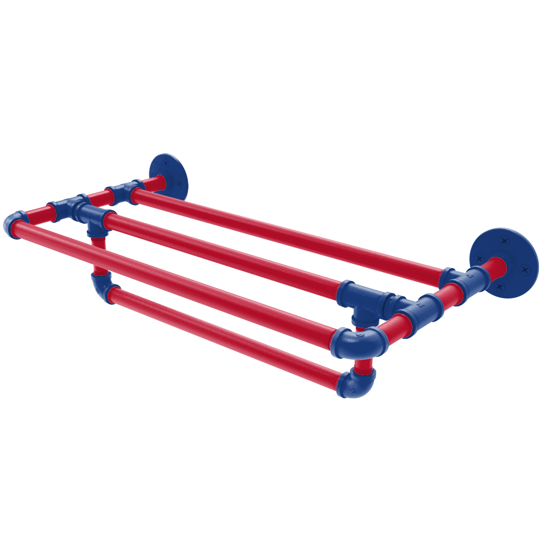 Hardwood Collection Wall Mounted Towel Shelf with Towel Bar Los Angeles Coastline Edition