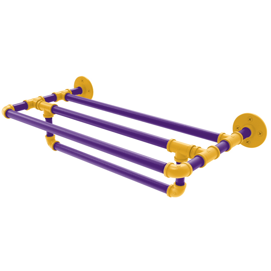 Hardwood Collection Wall Mounted Towel Shelf with Towel Bar Los Angeles Hollywood Edition