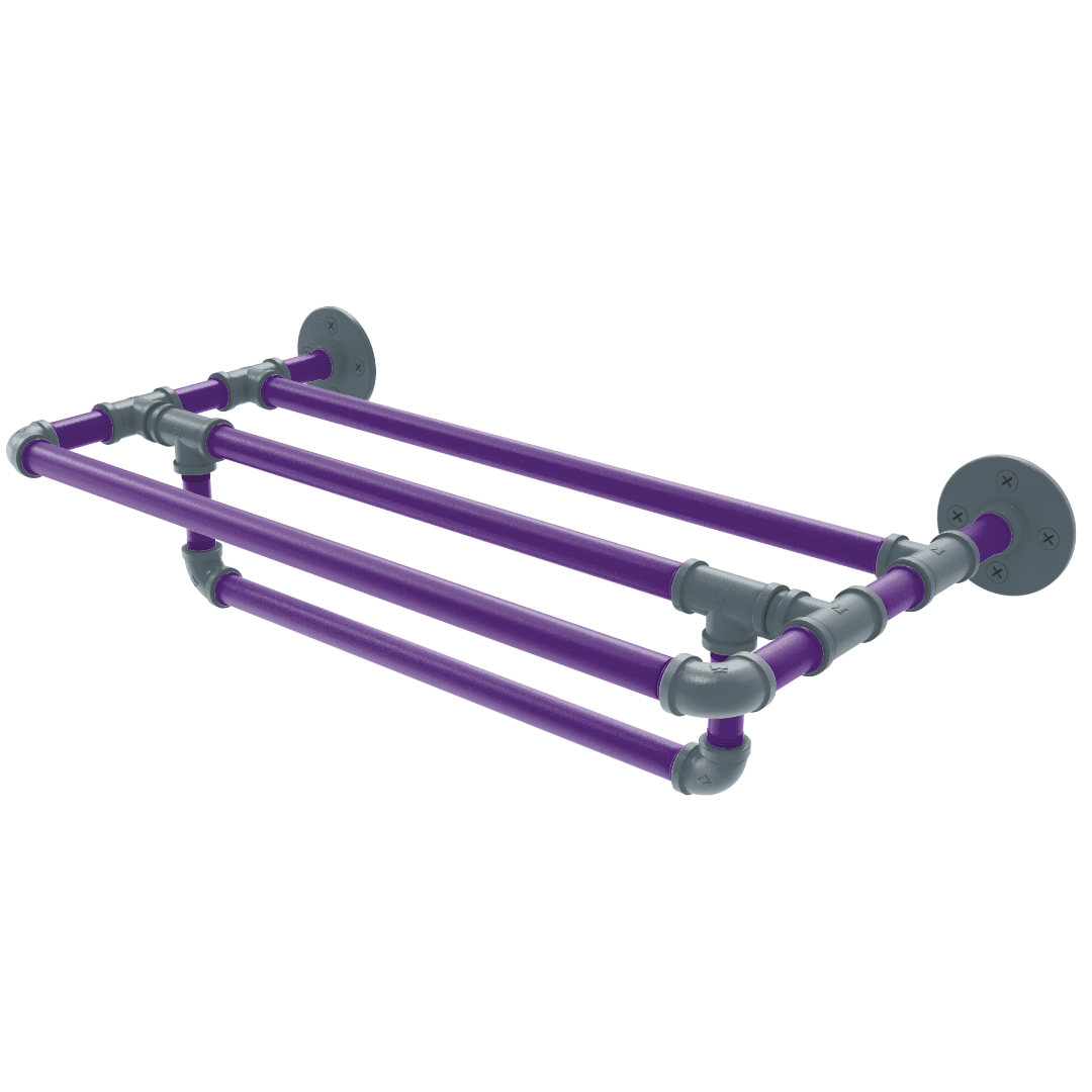 Hardwood Collection Wall Mounted Towel Shelf with Towel Bar Sacramento Edition