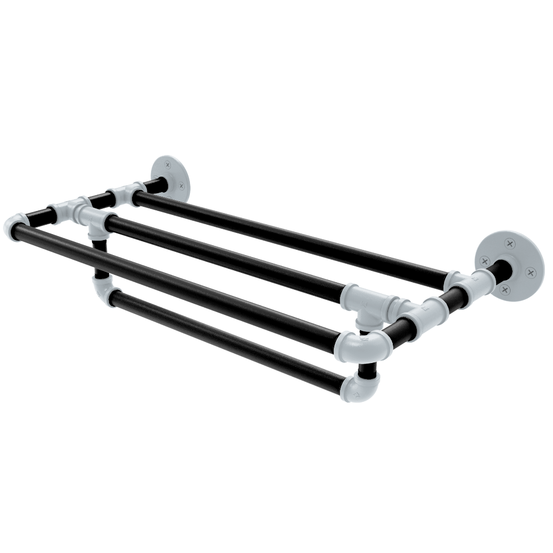 Hardwood Collection Wall Mounted Towel Shelf with Towel Bar San Antonio Edition