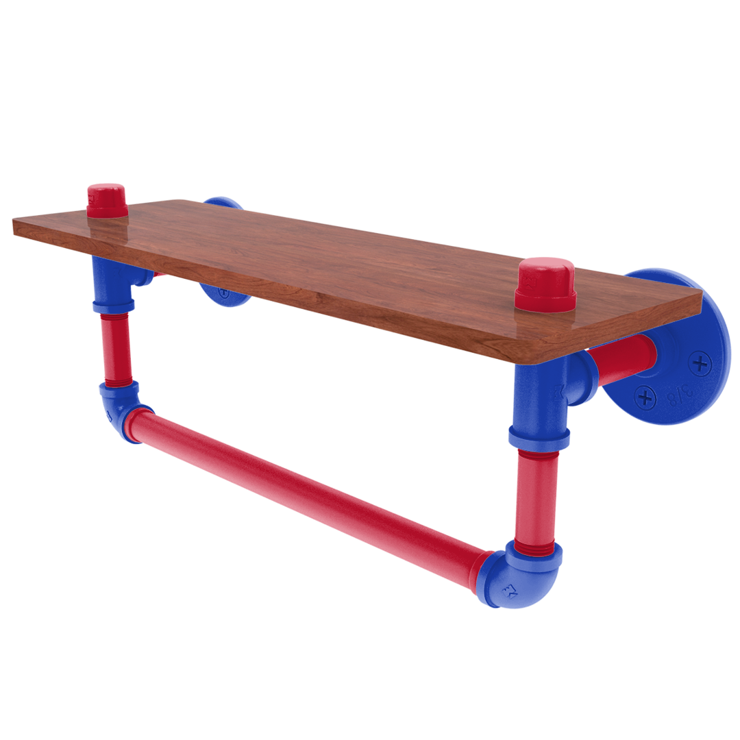 Hardwood Collection Wood Shelf with Towel Bar Detroit Edition